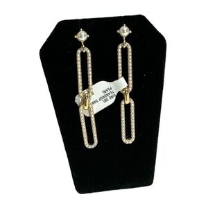 Paperdolls Sire Double Teardrop Dangle Pearl Earrings